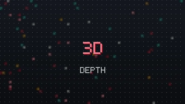 Pixel styled word with a layered three dimensional shadow