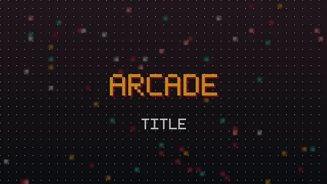 Arcade cabinet style title screen with pixel lettering