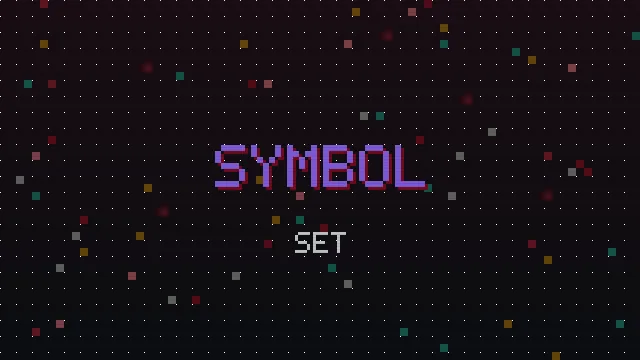 Set of retro pixel symbols arranged in a grid