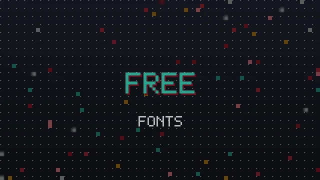 Row of free pixel font samples on a light background