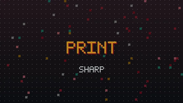 Printed poster featuring bold pixel styled lettering